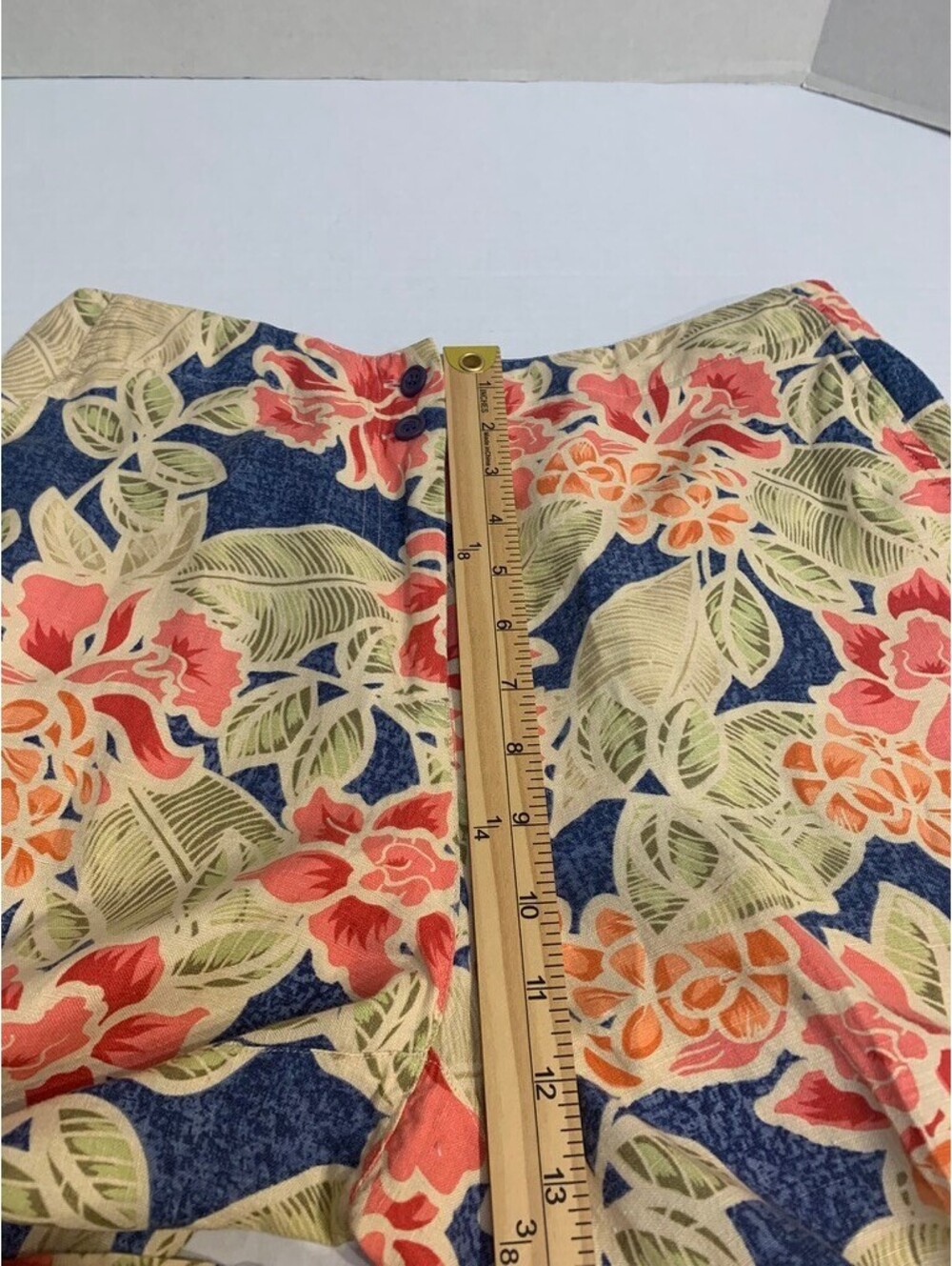 Talbots Hawaiian Tropical Key West Crop Pants Linen Rayon Size 10 Wide Leg - Picture 7 of 8